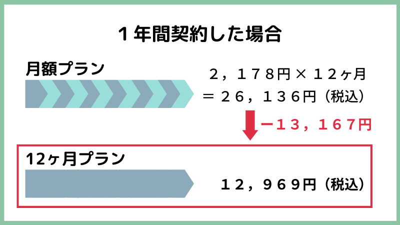 1年契約するなら12ヶ月プランが13167円お得